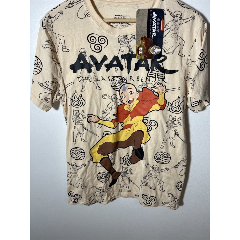 Avatar The Last Airbender Aang Graphic T-Shirt Mens‎ Small NWT Cream Nickelodeon